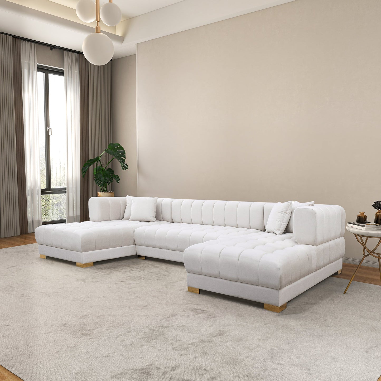 Marlow Ivory Velvet U-Shape Sectional