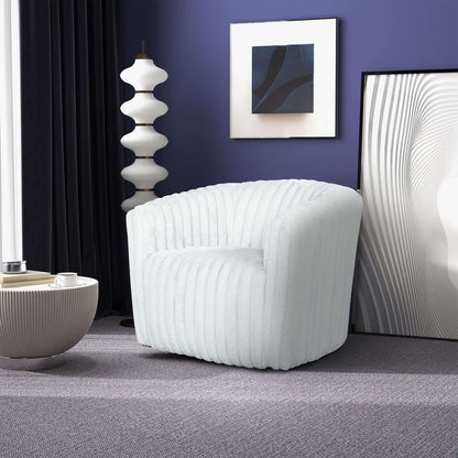 Mira White Plush Swivel Chair