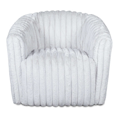 Mira White Plush Swivel Chair