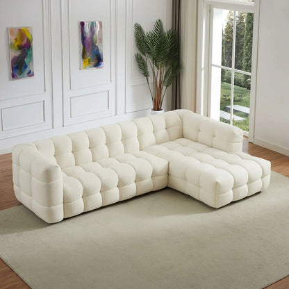 Morrison Boucle Cream Sectional Sofa - Right Facing