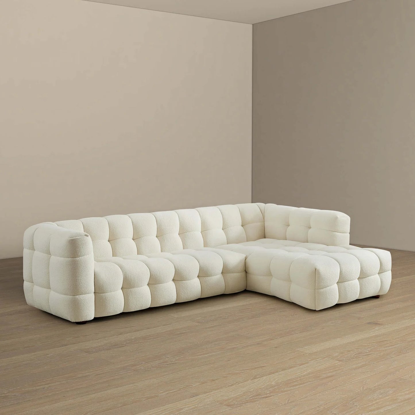 Morrison Boucle Cream Sectional Sofa - Right Facing