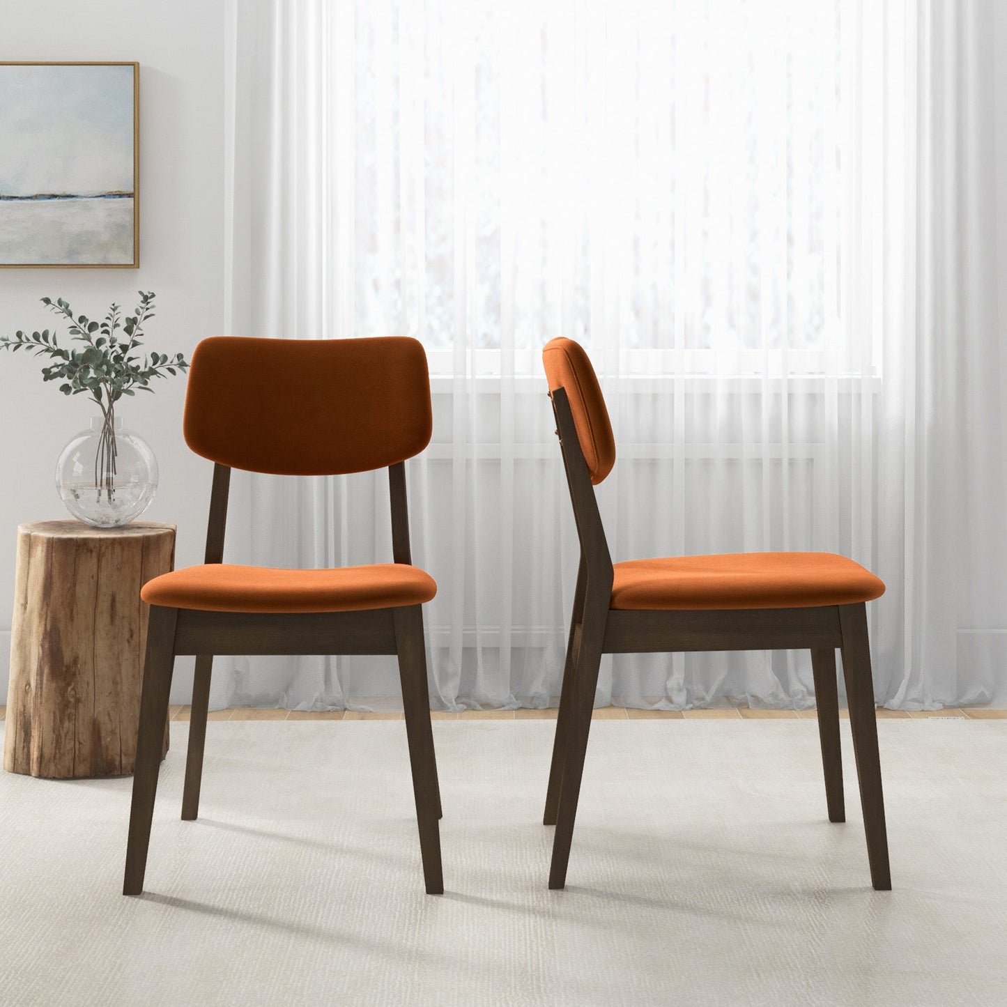 Carlos Burnt Orange Velvet Chair (Set Of 2)