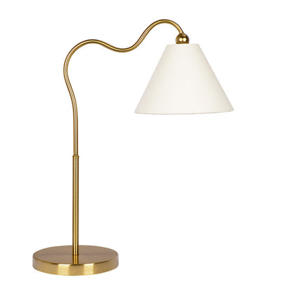 Ornate Brass Ring Base Curved Table Lamp