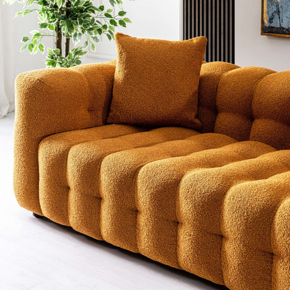 Eden Modern Boucle Fabric Sofa - Orange