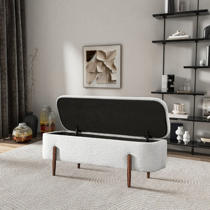 Sarna Ivory Boucle Storage Bench