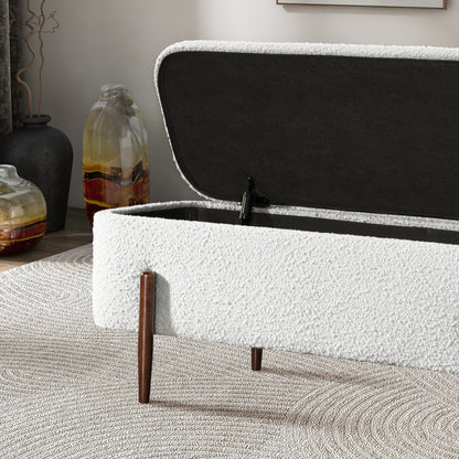 Sarna Ivory Boucle Storage Bench