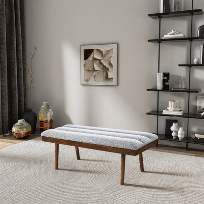 Troni Light Grey Boucle Bench