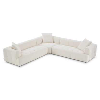 Wodo Modern Ivory Boucle Corner Sectional