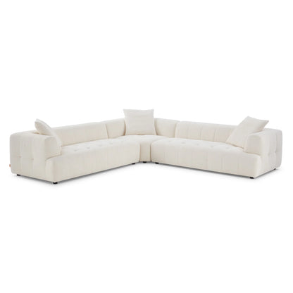 Wodo Modern Ivory Boucle Corner Sectional