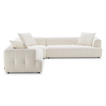 Wodo Modern Ivory Boucle Corner Sectional