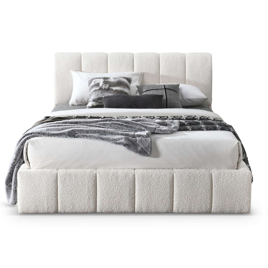 Hilar White Boucle Platform Bed - King