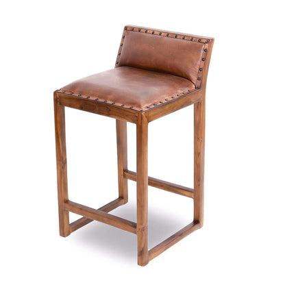 Gavin Solid Wood Genuine Leather Counter Stool