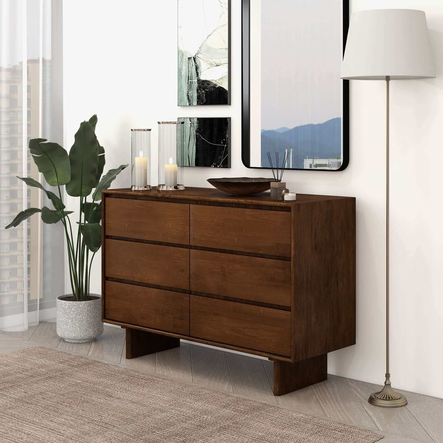 Dubrovnik Modern Walnut Dresser With 6 Drawers