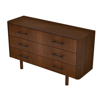 Logan Modern Walnut Dresser With 6 Drawers