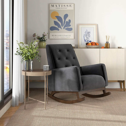 Demetrius Fabric Rocking Chair - Dark Grey