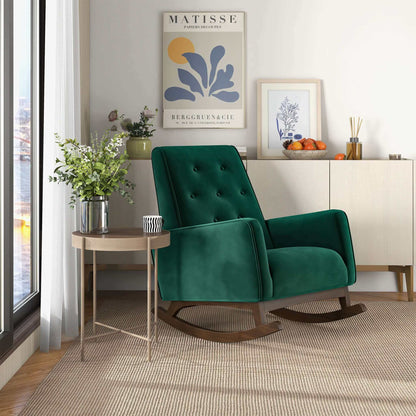 Demetrius Velvet Rocking Chair - Green