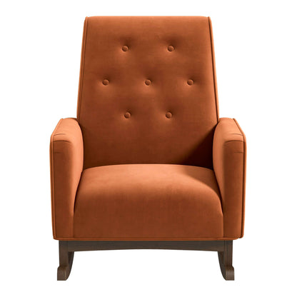 Demetrius Velvet Rocking Chair - Orange