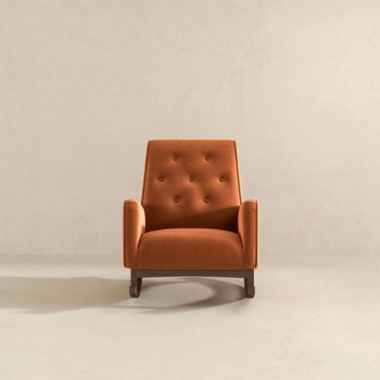 Demetrius Velvet Rocking Chair - Orange