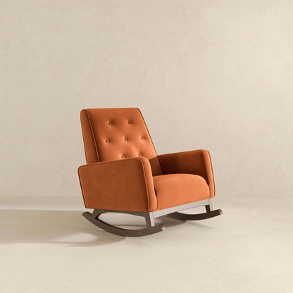 Demetrius Velvet Rocking Chair - Orange