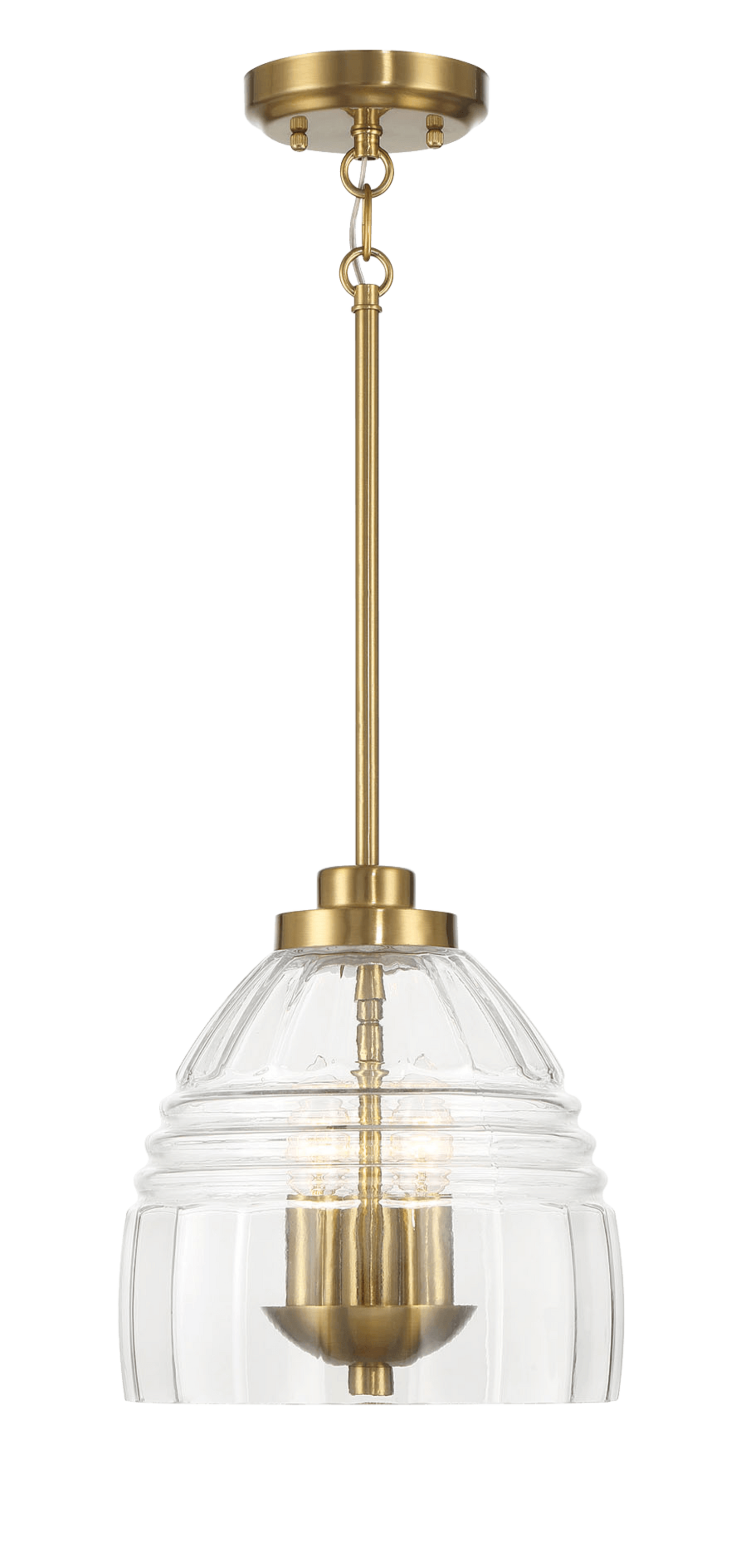 Ember Three Candle Light Chain Pendant - Satin Brass