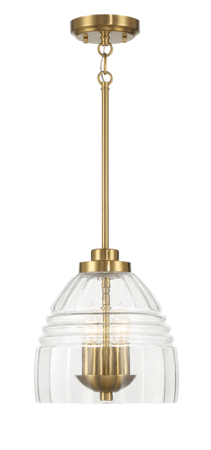 Ember Three Candle Light Chain Pendant - Satin Brass