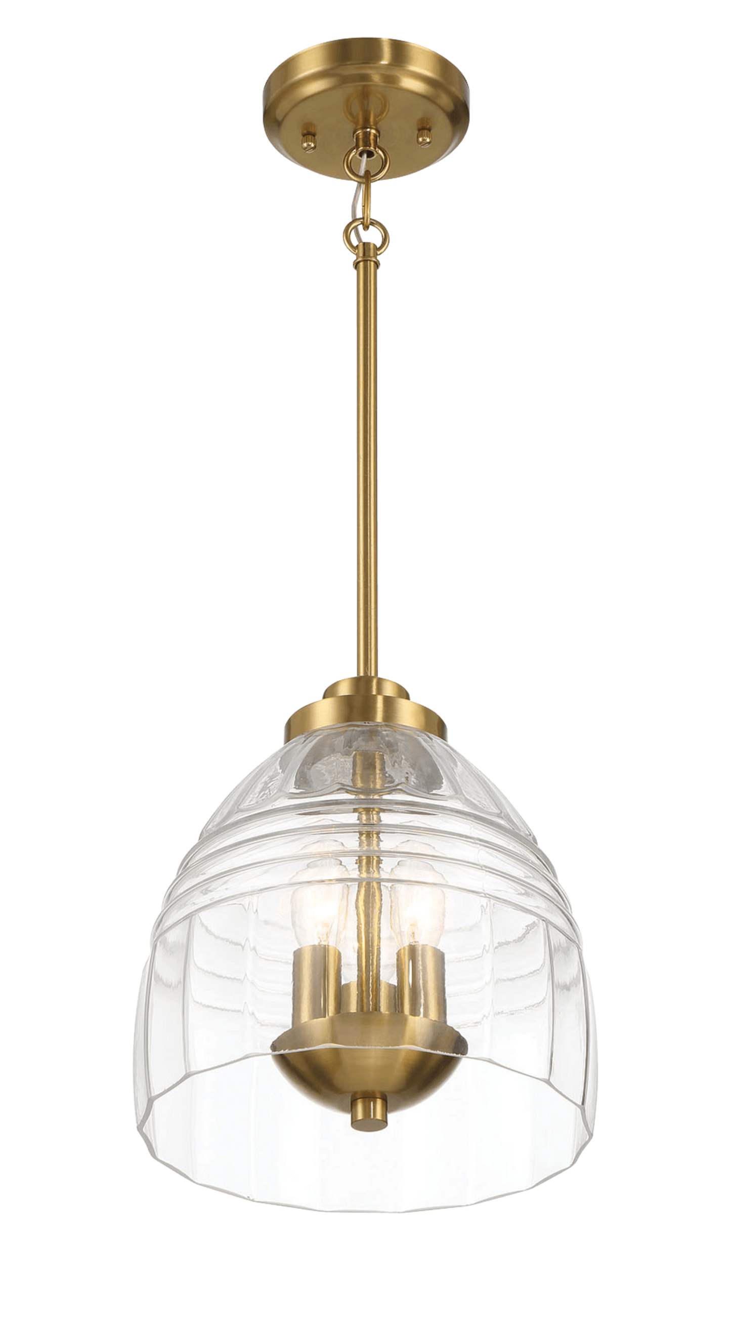 Ember Three Candle Light Chain Pendant - Satin Brass