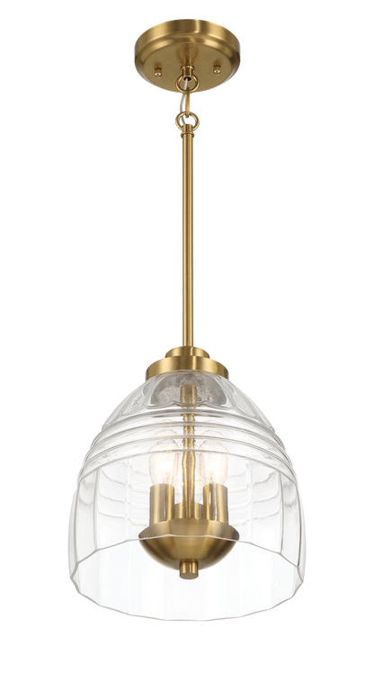 Ember Three Candle Light Chain Pendant - Satin Brass