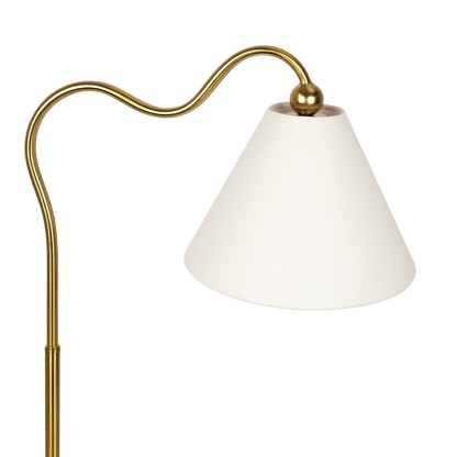 Ornate Brass Ring Base Curved Table Lamp