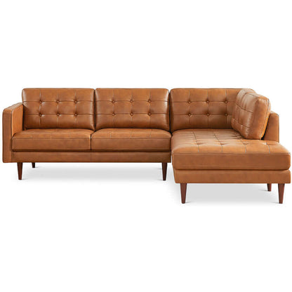 Lucco Genuine Leather Right-Facing Sectional