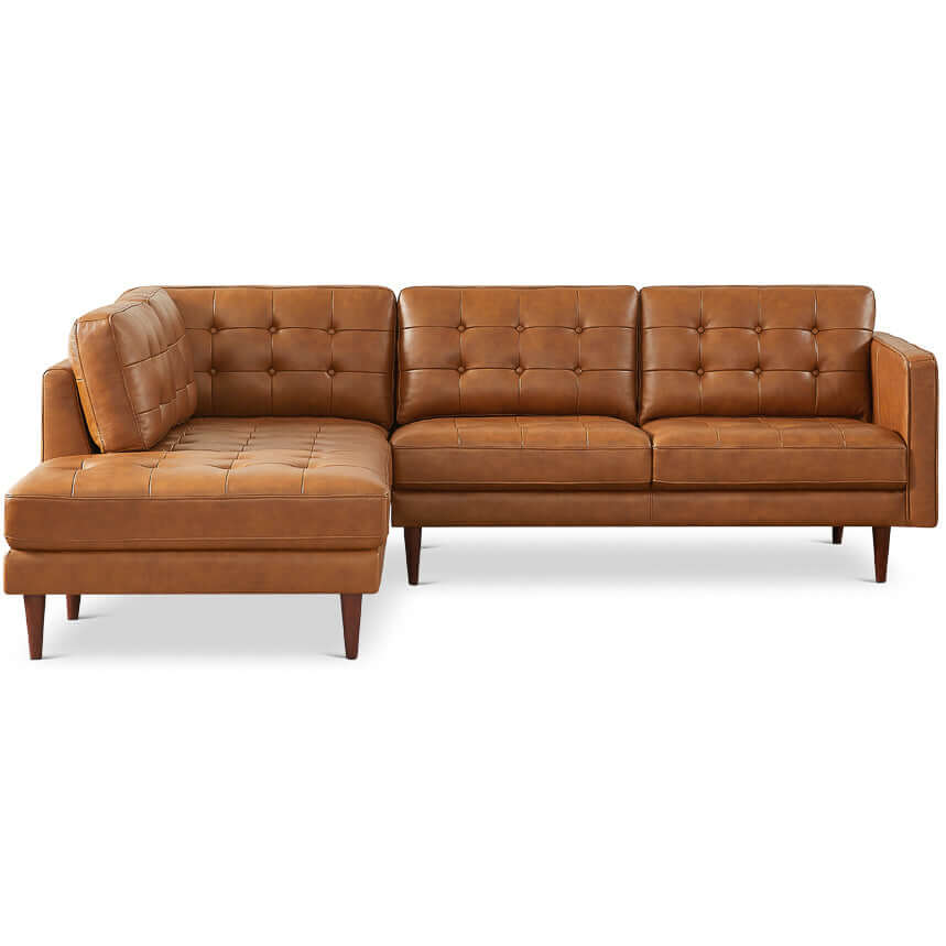 Lucco Genuine Leather Left-Facing Sectional