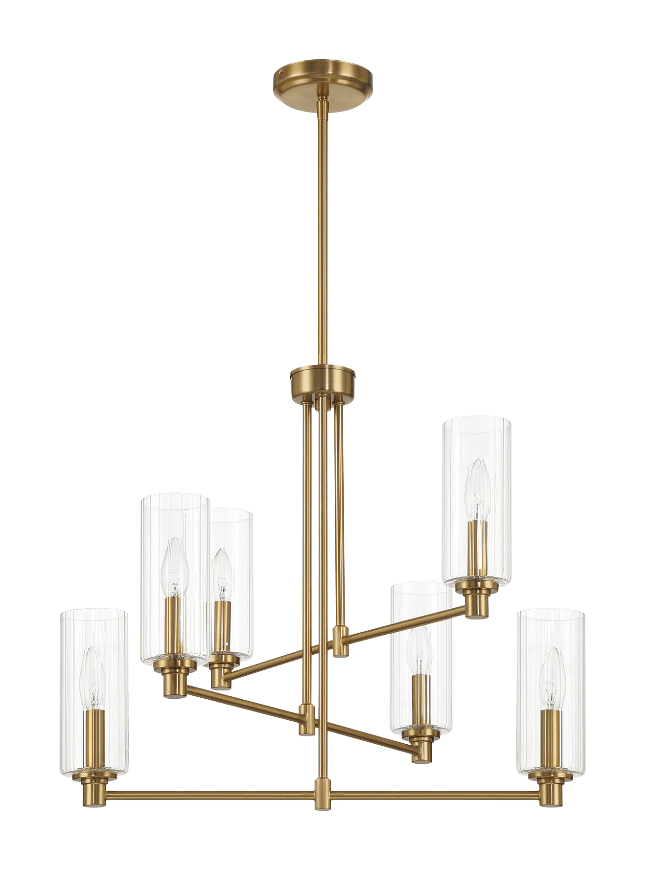 Timeless Six Light Chandelier - Satin Brass