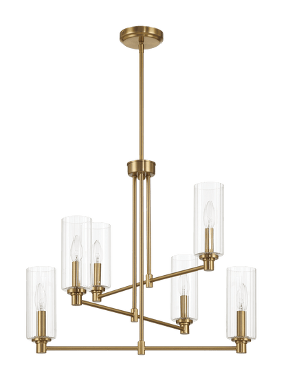 Timeless Six Light Chandelier - Satin Brass