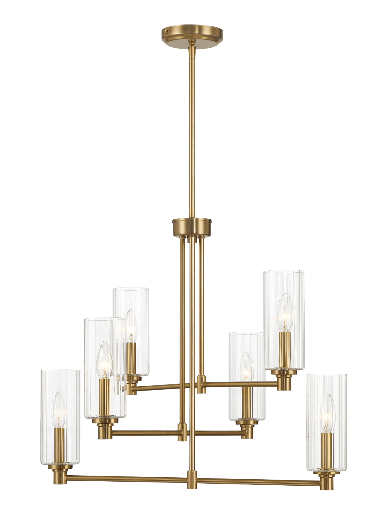 Timeless Six Light Chandelier - Satin Brass