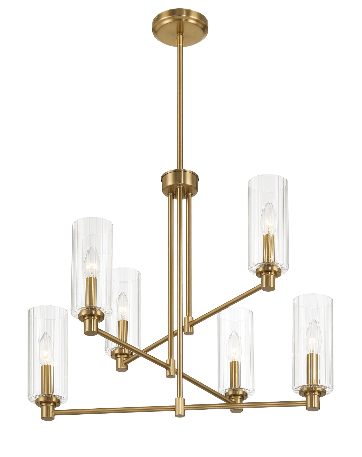 Timeless Six Light Chandelier - Satin Brass