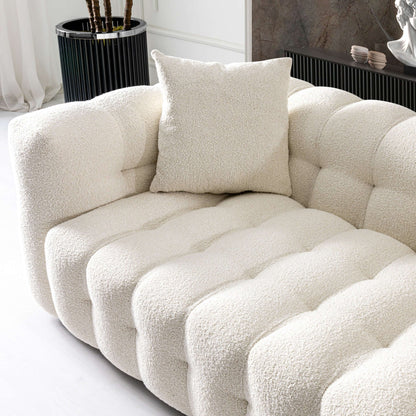 Eden Modern Boucle Fabric Sofa - Cream