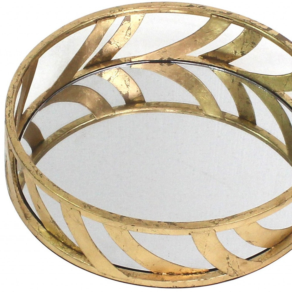 14 X 14 X 4 Gold Streamline Mirror  Tray