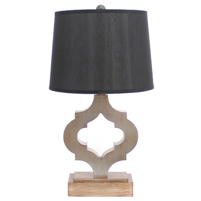 12 X 14 X 25.25 Black Traditional Wooden Linen Shade - Table Lamp