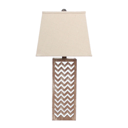 6 X 6 X 27.5 Tan Metal Mirror - Table Lamp