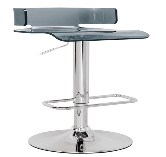 Clear And Silver Stainless Steel Low Back Counter Height Bar Chair