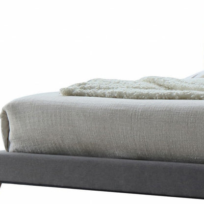 Tufted Light Gray Upholstered Linen Bed