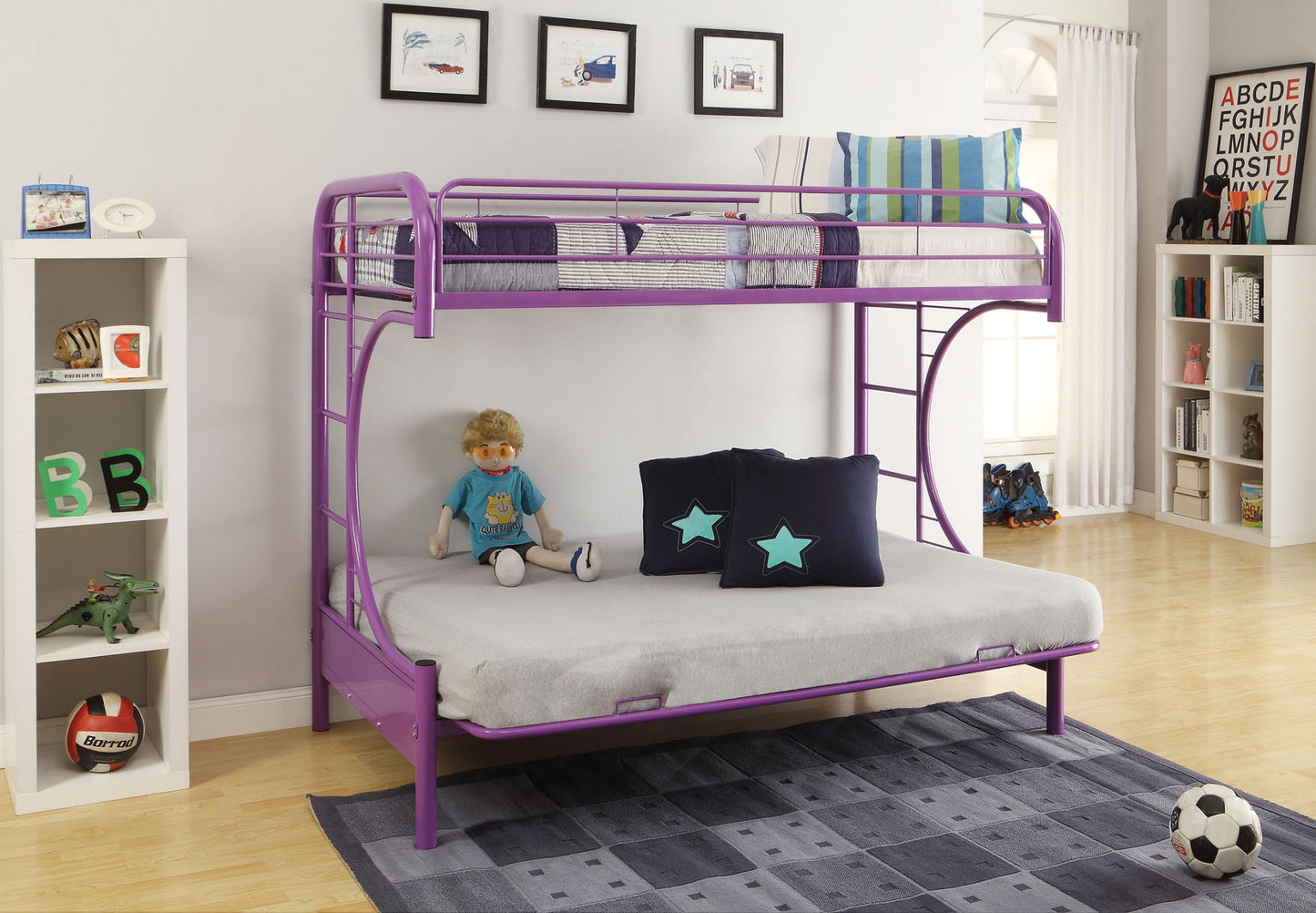 78" X 41" X 65" Twin Over Full Silver Metal Tube Bunk Bed