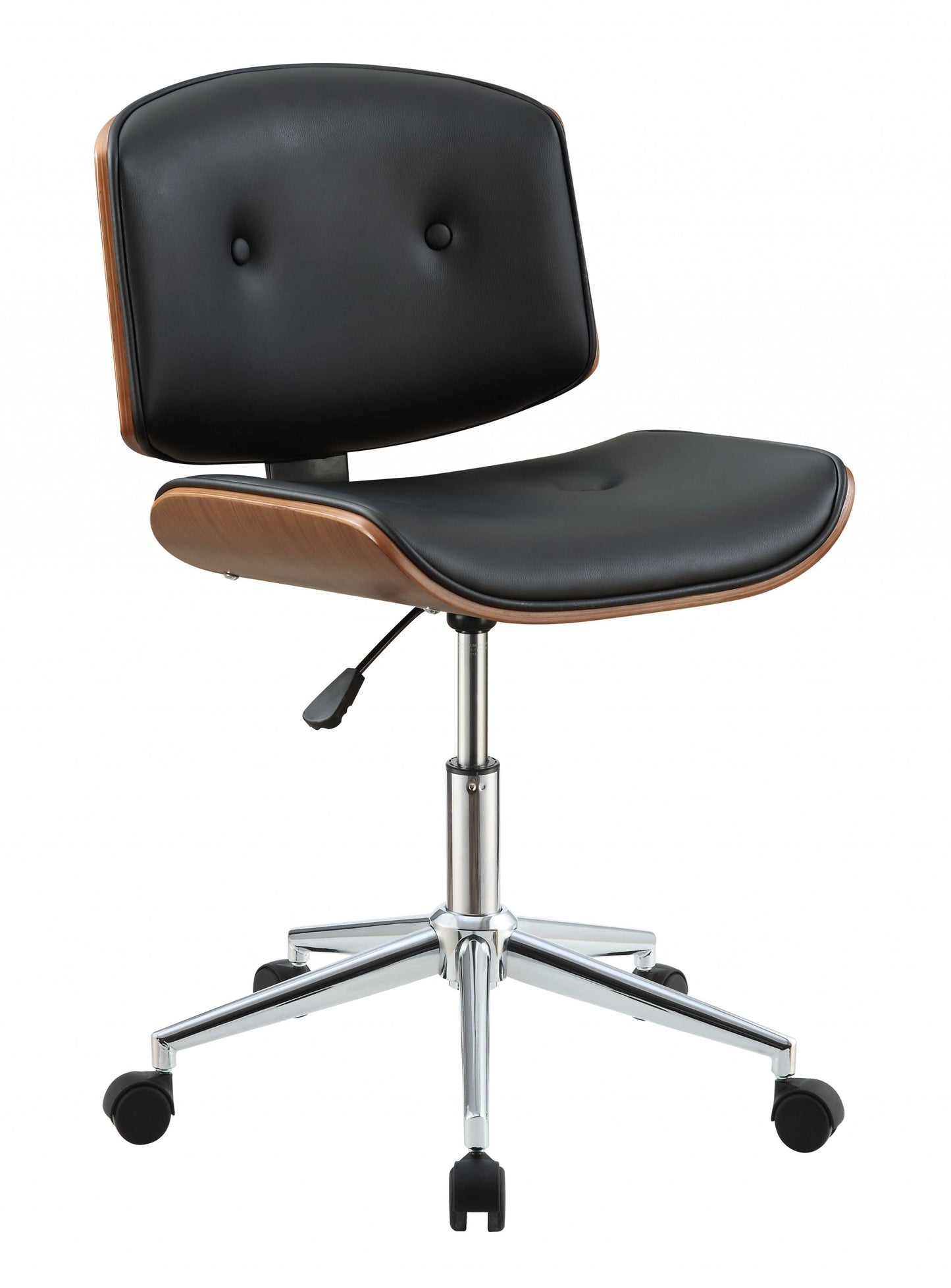 Black Faux Leather Tufted Swivel Adjustable Task Chair