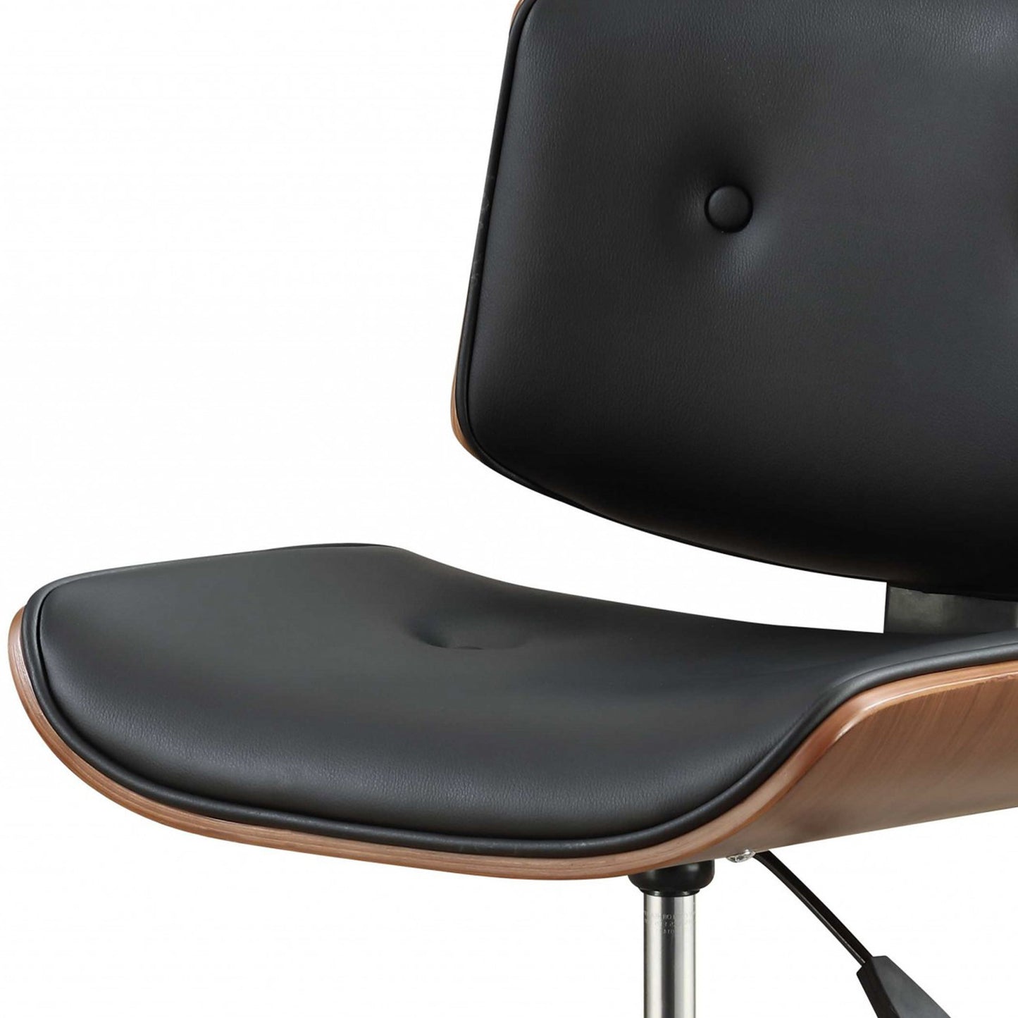 Black Faux Leather Tufted Swivel Adjustable Task Chair