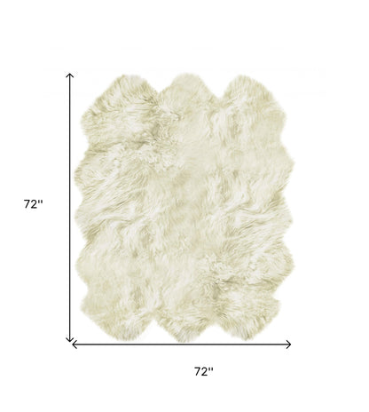 6' X 6' Natural Sheepskin Non Skid Area Rug