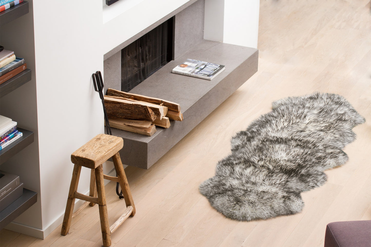 Gradient Grey Sheepskin Area Rug