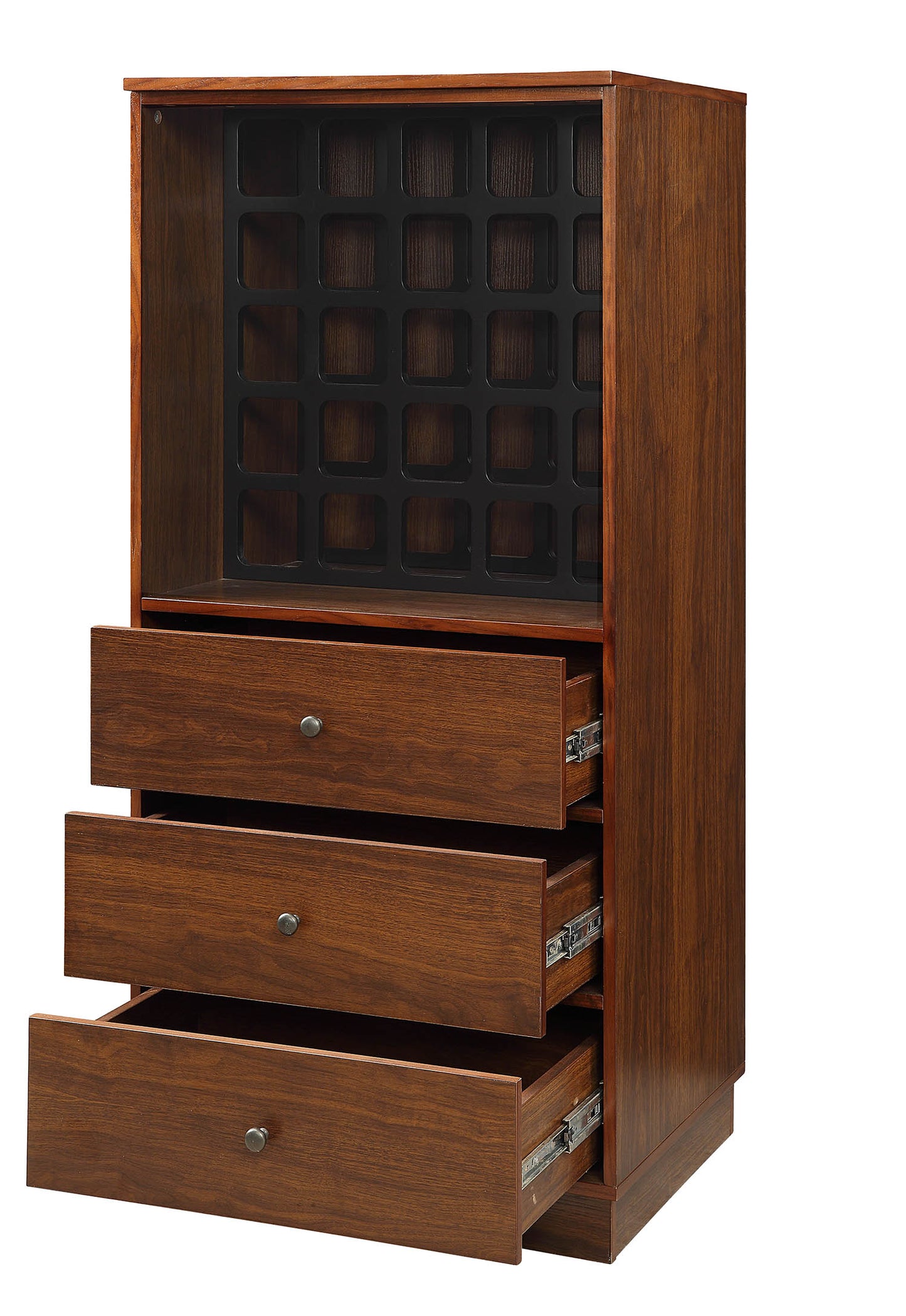 24" Brown Standard Display Stand With Three Drawers