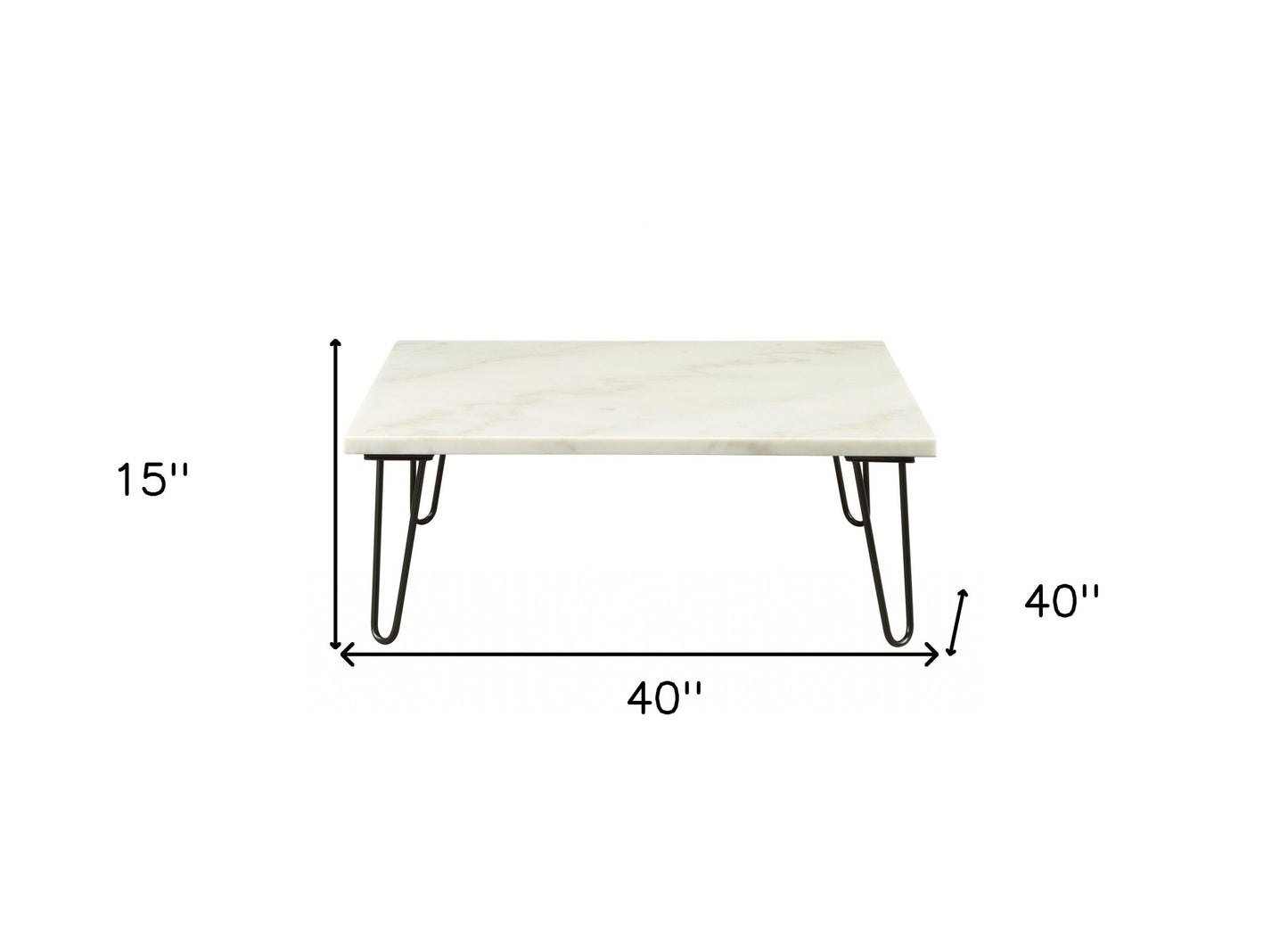 40" White And Black Faux Marble And Iron Coffee Table