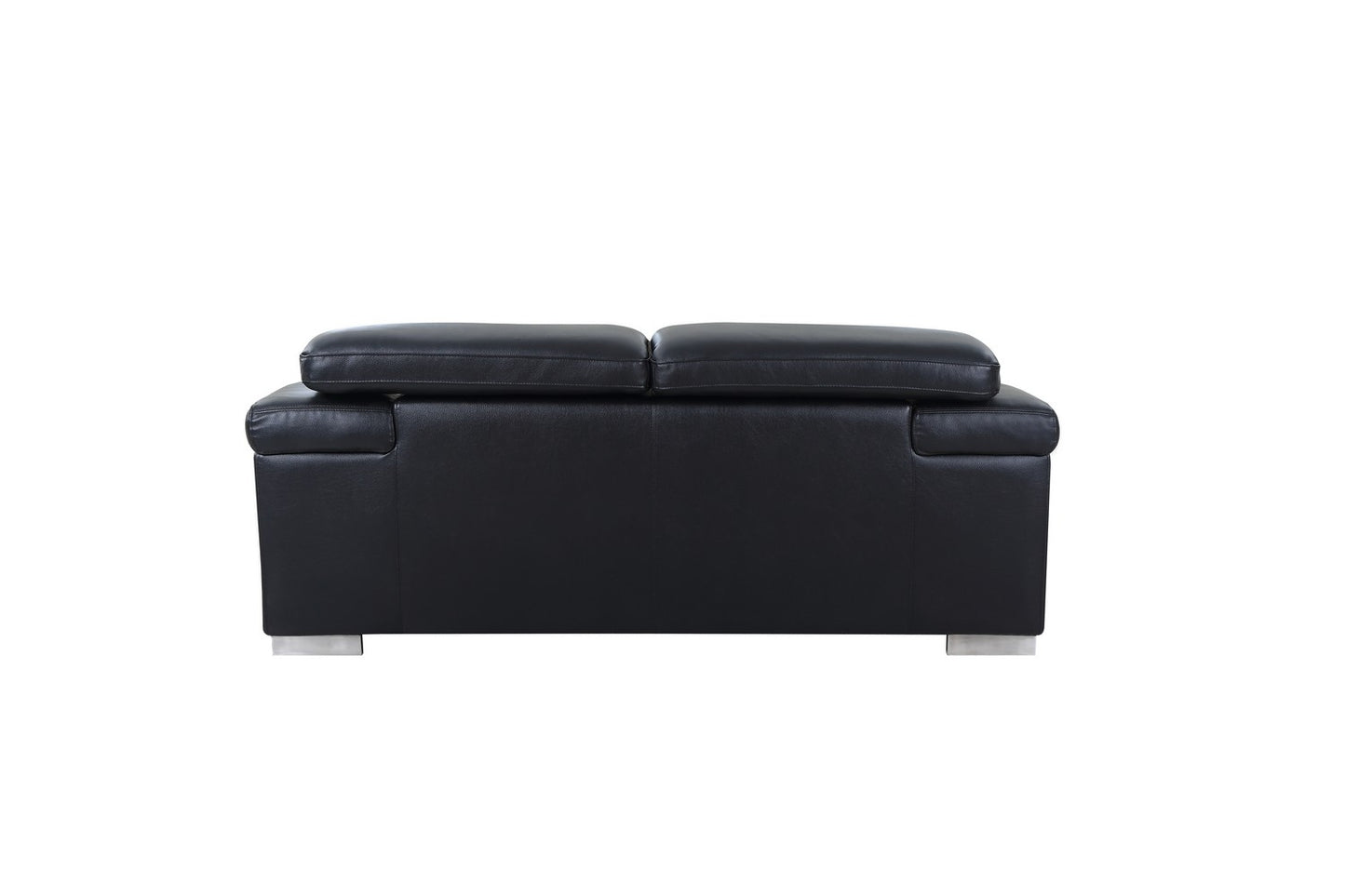 73" Black And Silver Genuine Leather Love Seat