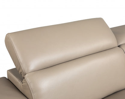 71" Beige And Silver Genuine Leather Love Seat