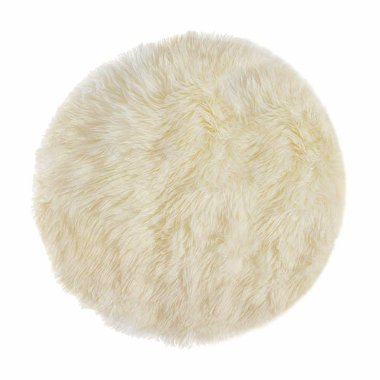 60" X 60" X 2" Off White Ciruclar Sheepskin  Rug